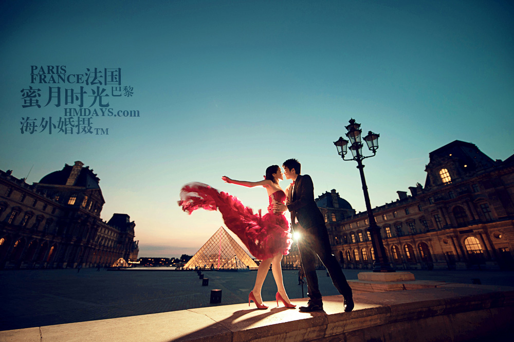 法国巴黎市区一日拍摄|卢浮宫婚纱照片HMDAYS|海外婚礼
