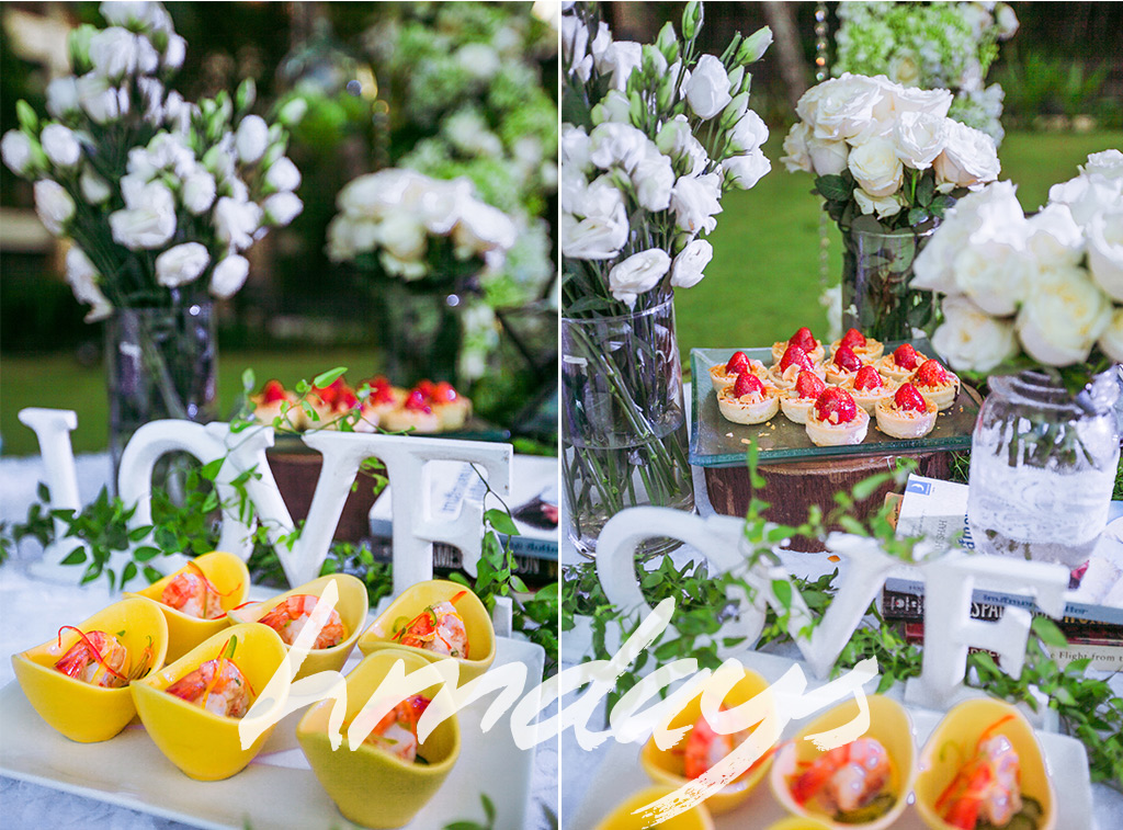 巴厘岛婚礼晚宴中的绿色小吃台布置|海外婚礼布置定制案例